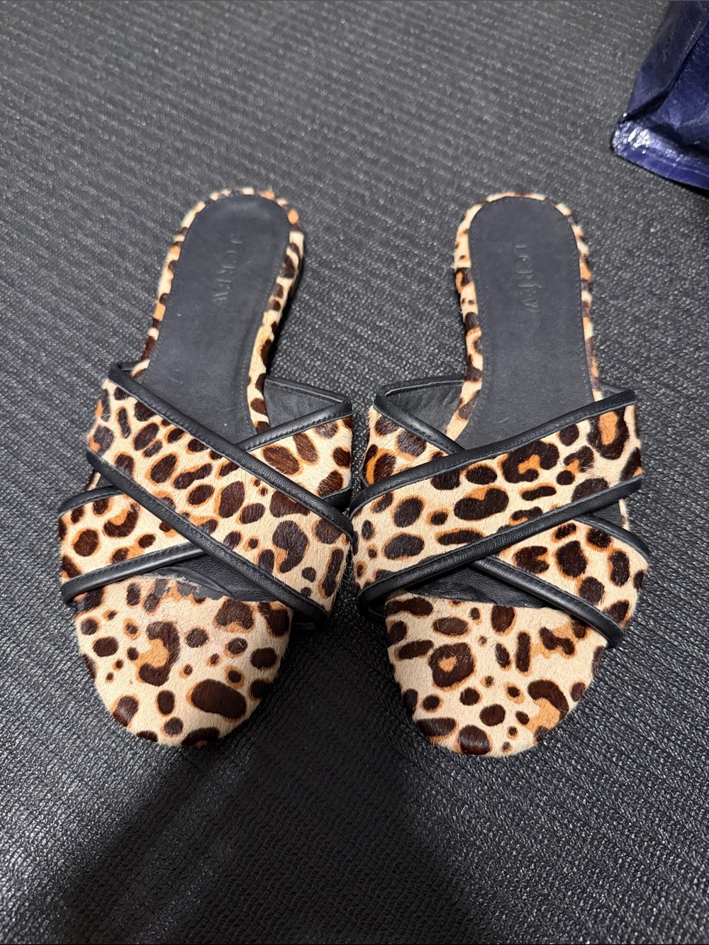 Leopard Print Crisscross Slide Sandals - Women